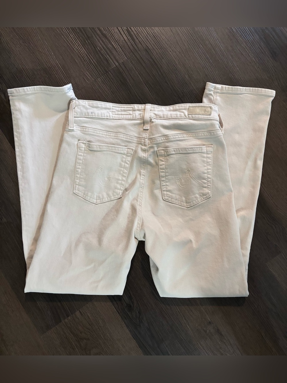 AG Adriano Goldschmied Mari Mid Rise Slim Straight Crop Jeans in Pumice Sz 28 - Picture 5 of 7